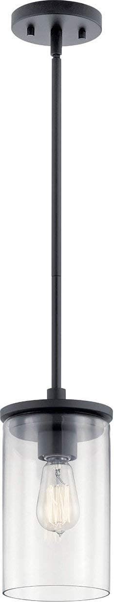Kichler 43996BK Crosby Pendant, 1-Light 100 Watts, Black