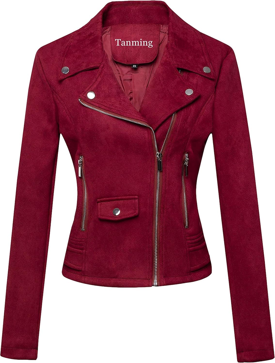 Tanming Women's Faux Leather Moto Biker Short Coat Jacket