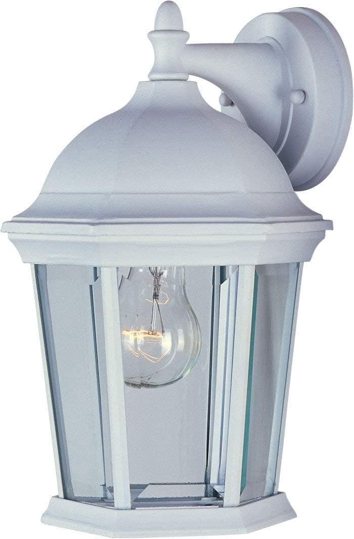 Maxim 1024WT Builder Cast Clear Glass Outdoor Wall Sconce, 1-Light 60 Watt, 12" H x 8" W, White