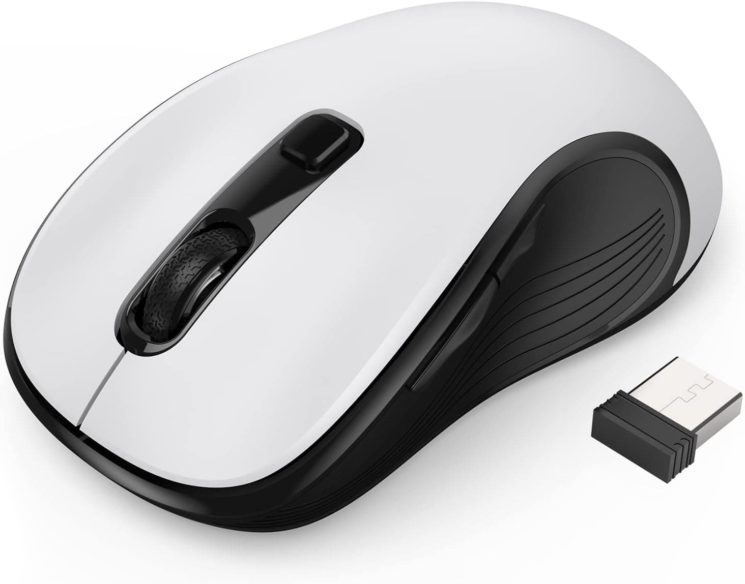 Deeliva Wireless Mouse, Computer Mouse Wireless 2.4G USB Cordless Mouse with 3 Adjustable DPI, 6 Buttons, Ergonomic Portable Silent Mice for Laptop PC Computer Chromebook (White)
