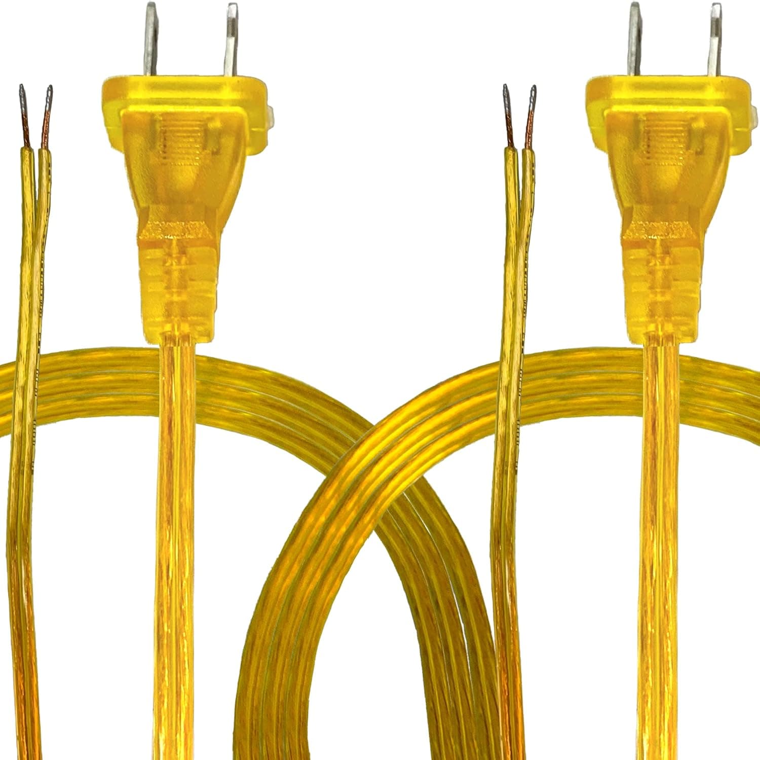 Royal Designs Lamp Cord with Molded Plug, Stripped Ends Ready for Wiring, 12 ft long, Clear Gold, SPT-2 UL Listed, Set of 2