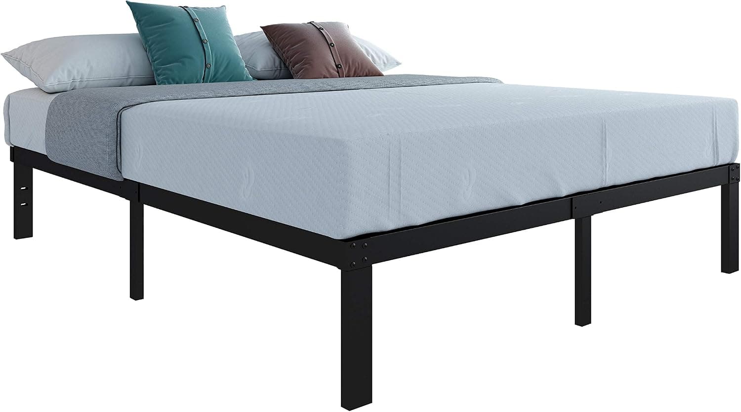 45MinST 14 Inch Reinforced Steel Platform Bed Frame/3500lbs Heavy Duty/Mattress Cover Foundation Edges/No Box Spring Needed/Easy Assembly/Noise Free, King/Cal King(Cal King)