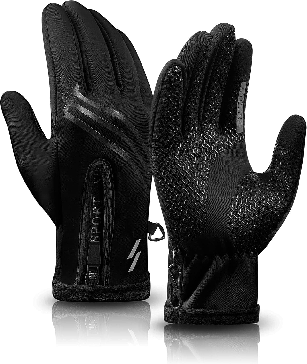 Winter Gloves for Men Women Touch Screen Fingers Snow Ski Gloves Anti-Slip Windproof Riding Warm Gloves Waterproof Cold Weather Gloves (Large, 02Silver) (Large, 02Black)