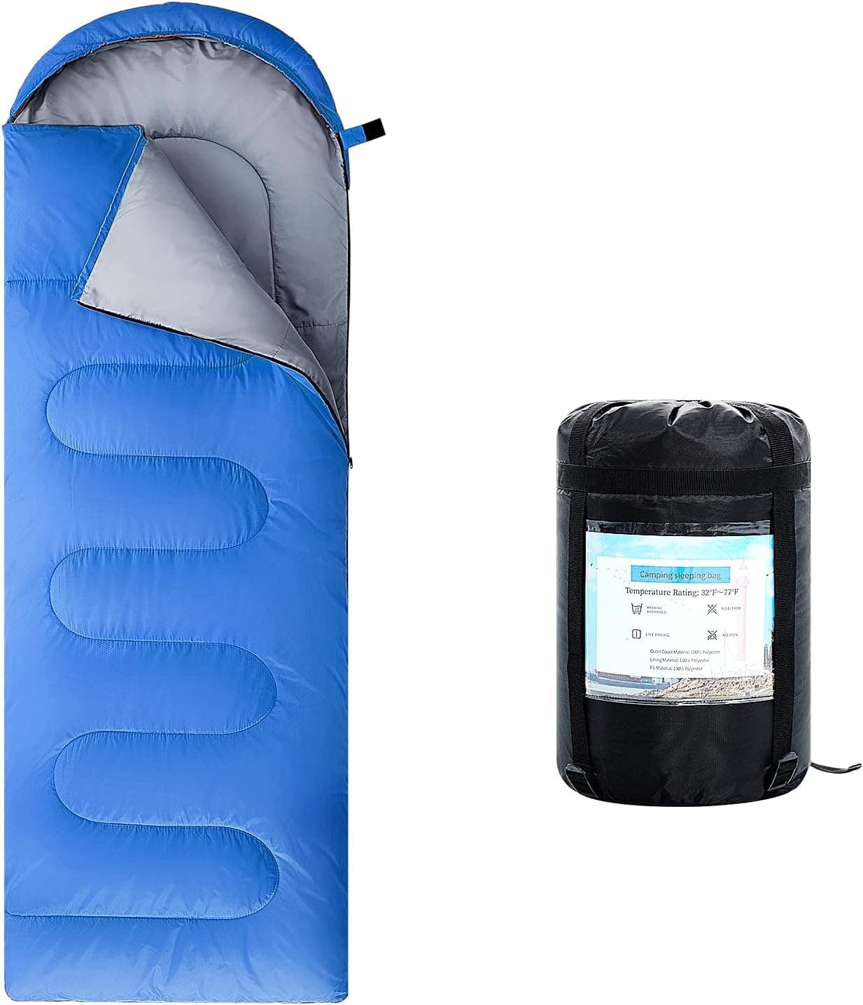 ORIENT Sleeping Bag for Adults & Kids,Lightweight & Waterproof with Portable Compression Sack,3-4 Seasons Warm Cold Weather Hiking Camping Indoor Outdoor Use