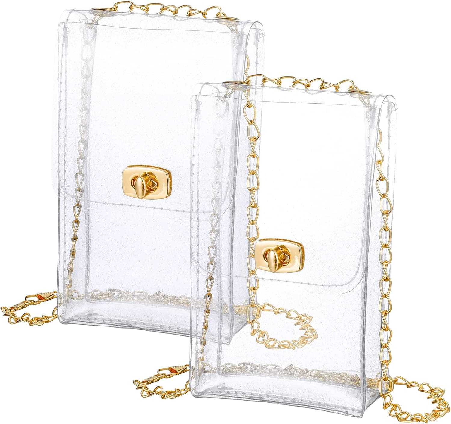 2 Pcs Clear Bag Stadium Approved Small Clear Purses PVC Plastic Bag for Women Girls Men Sporting Concert
