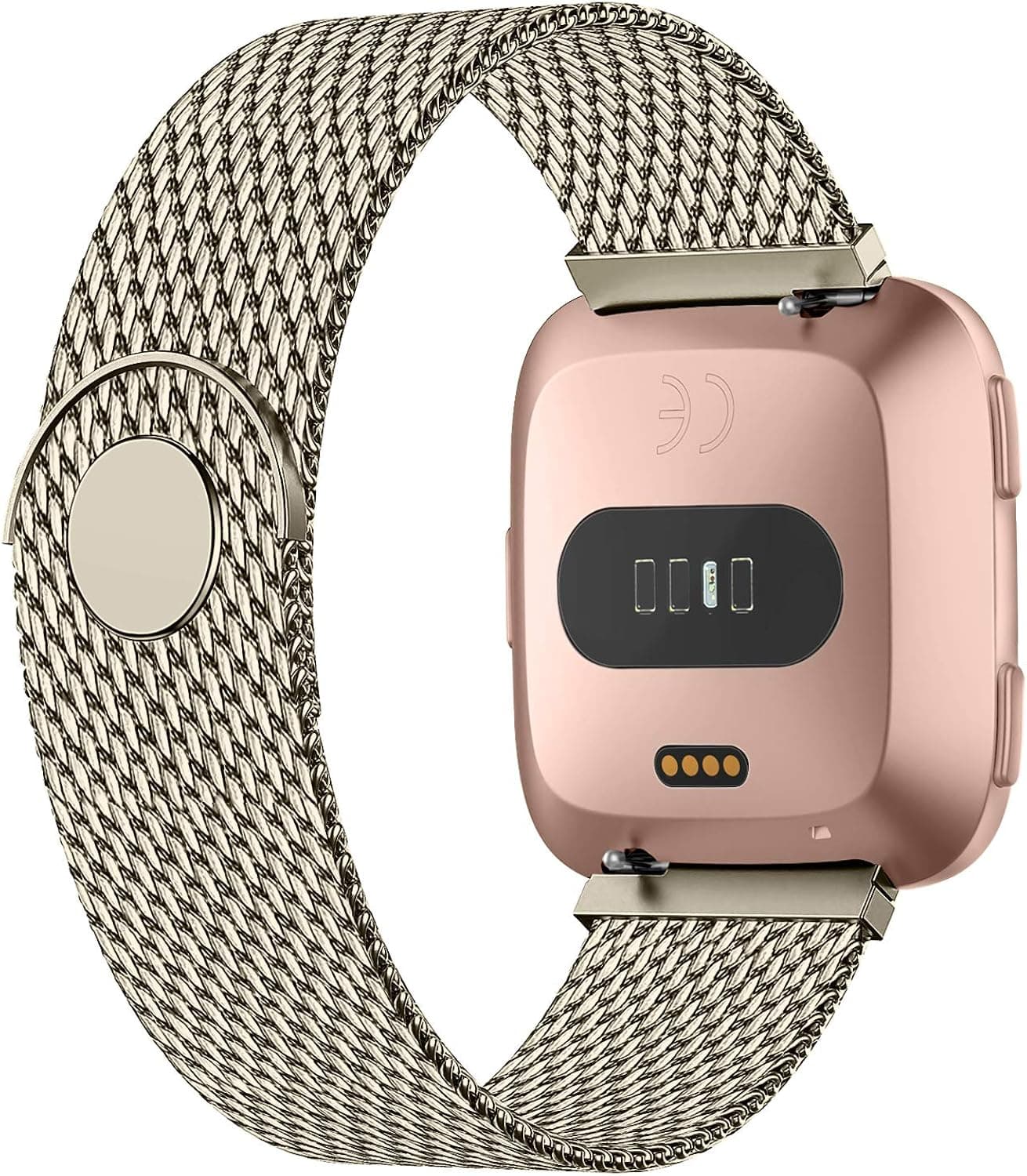 iGK Metal Replacement Bands Compatible for Fitbit Versa/Versa Lite Edition/Versa 2, Stainless Steel Loop Metal Mesh Bracelet Unique Magnet Lock Wristbands