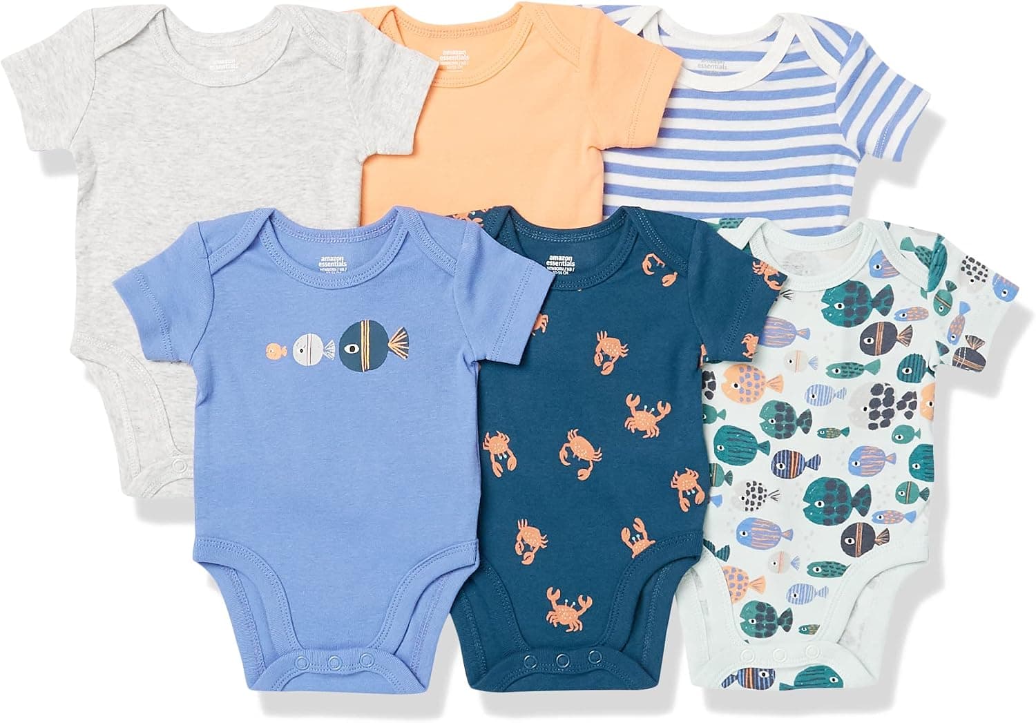 Amazon Essentials Unisex Babies' Short-Sleeve Bodysuits, Multipacks