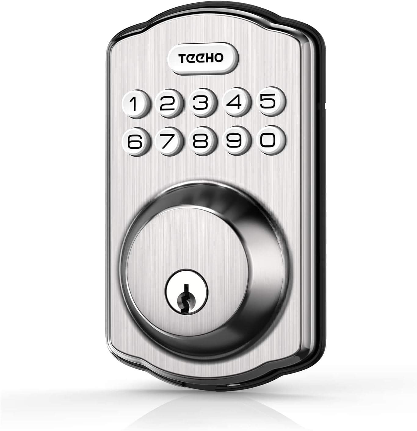 Keyless Entry Door Lock - TEEHO Keypad Door Lock - Smart Door Lock with Keypads - Deadbolt Smart Lock - IP54 Weatherproofing-Satin Nickel