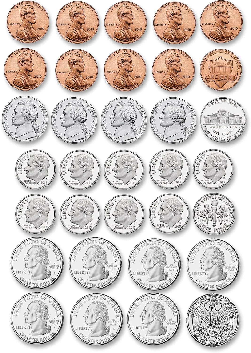 Ashley-10067 US Coin Money Set Die-Cut Magnets, Multi