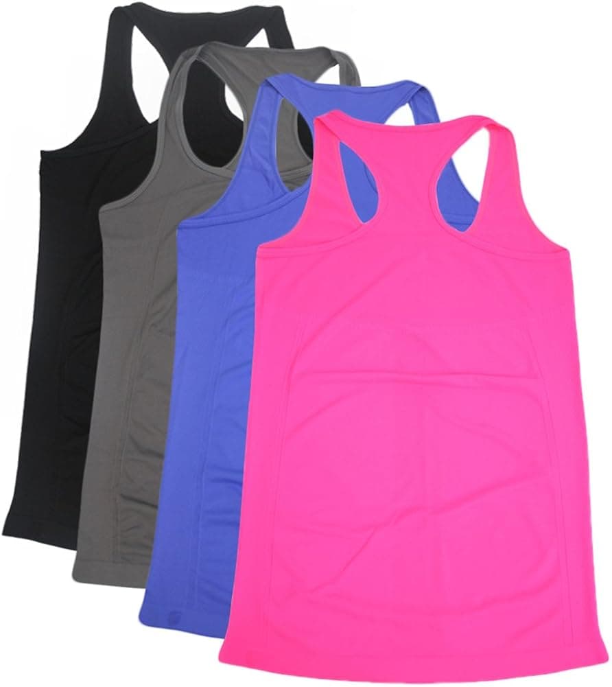 Semath Womens Lady Sleeveless Round Neck Candy Vest Loose Tank Tops Vest, Black/Grey/Blue/Magenta, Medium