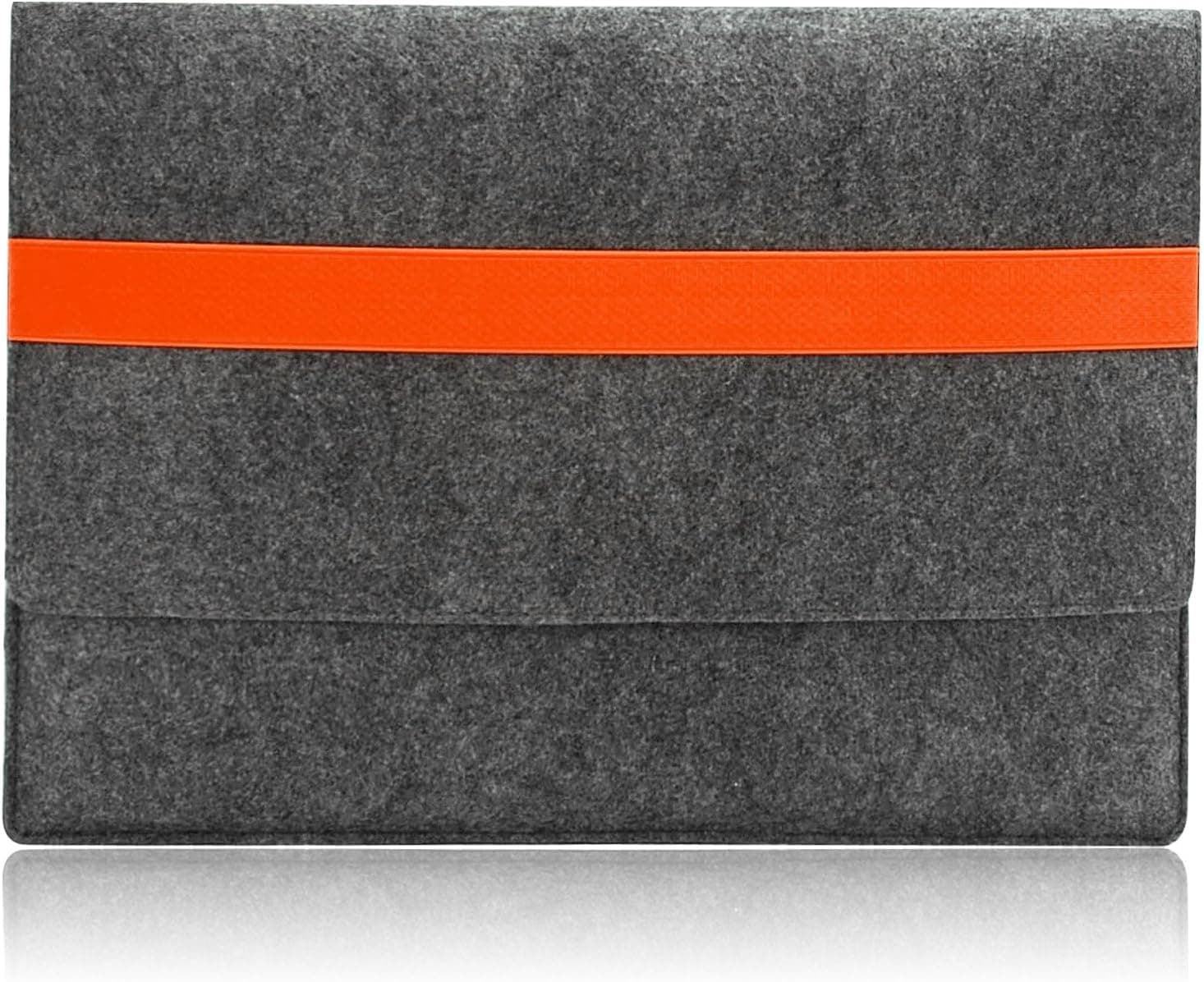 Sinoguo Gray Felt Case Sleeve Pouch for or 13 Inch MacBook Air Pro Retina, Handmade Laptop Bag Holder Pouch with Orange Elastic Band for 13 Inch MacBook Air Pro Retina