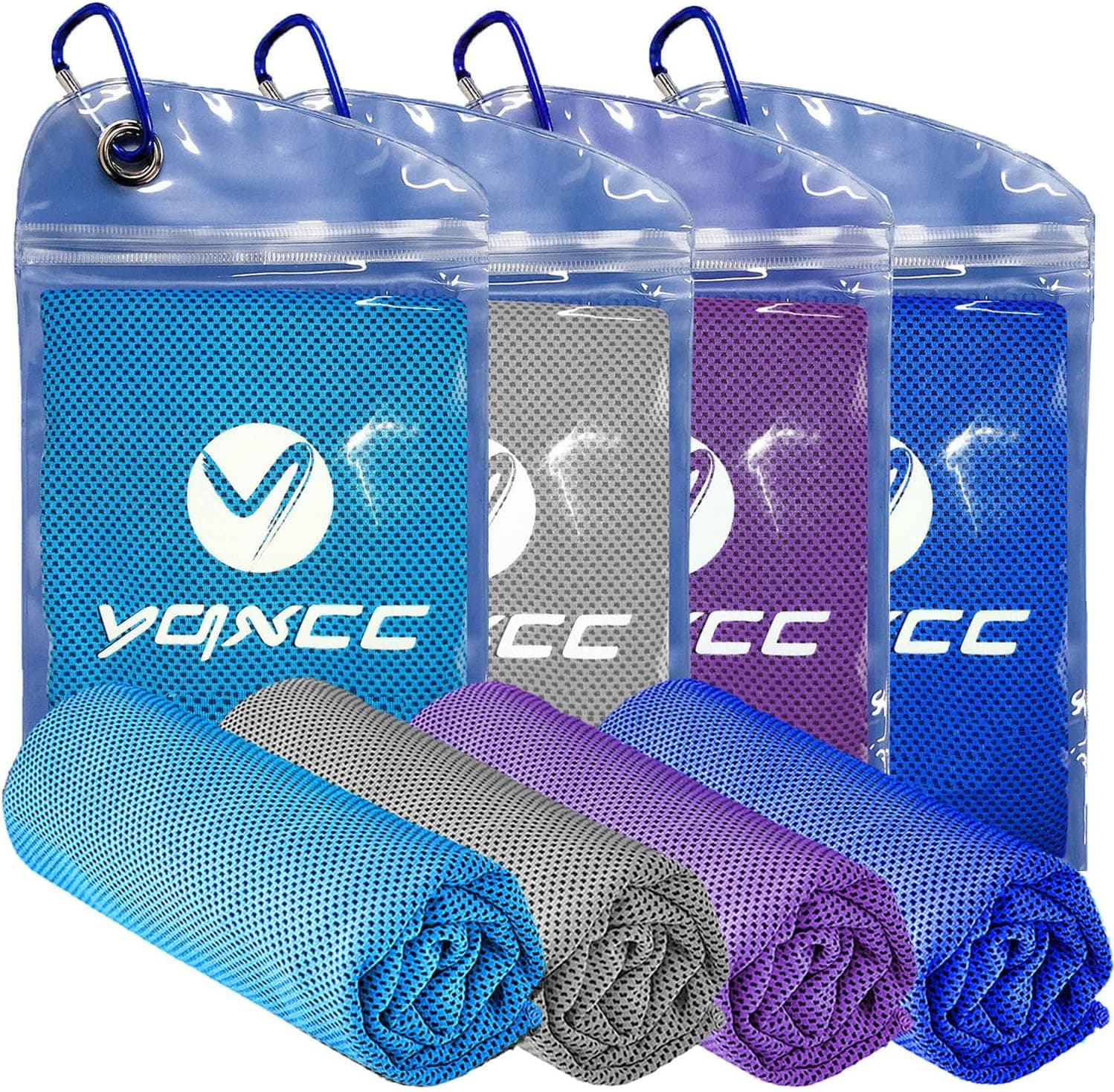YQXCC 4 Pack Cooling Towels (40"x12") Cool Towel, Cold Towel, Microfiber Soft Breathable Chilly Ice Towel for Sport, Yoga, Golf, Gym, Camping, Running, Fitness, Workout & More Activities