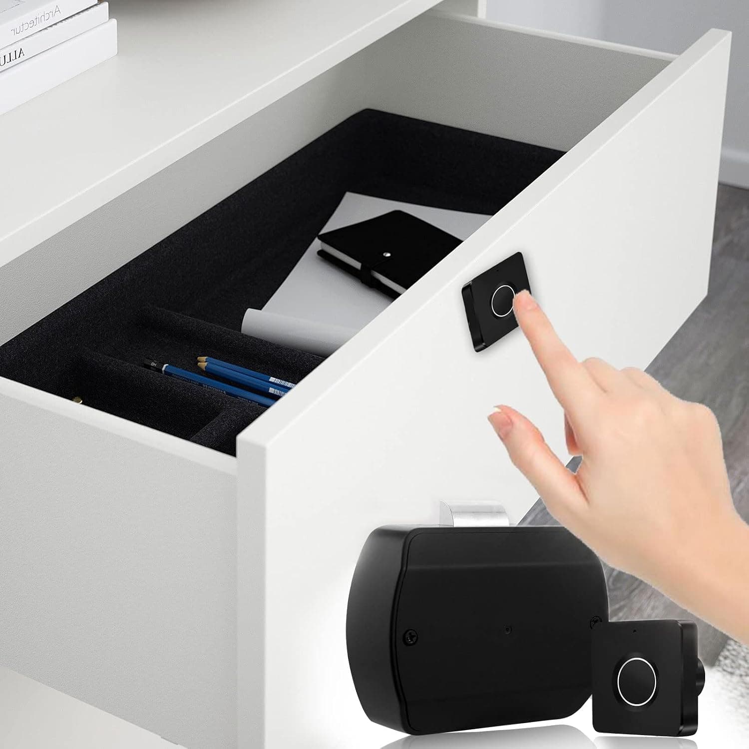 Smart Fingerprint Cabinet Locks, DIY Electronic Biometric Hidden Lock for Cupboard, Privacy Keyless Lock for Home Office Wooden Furniture
