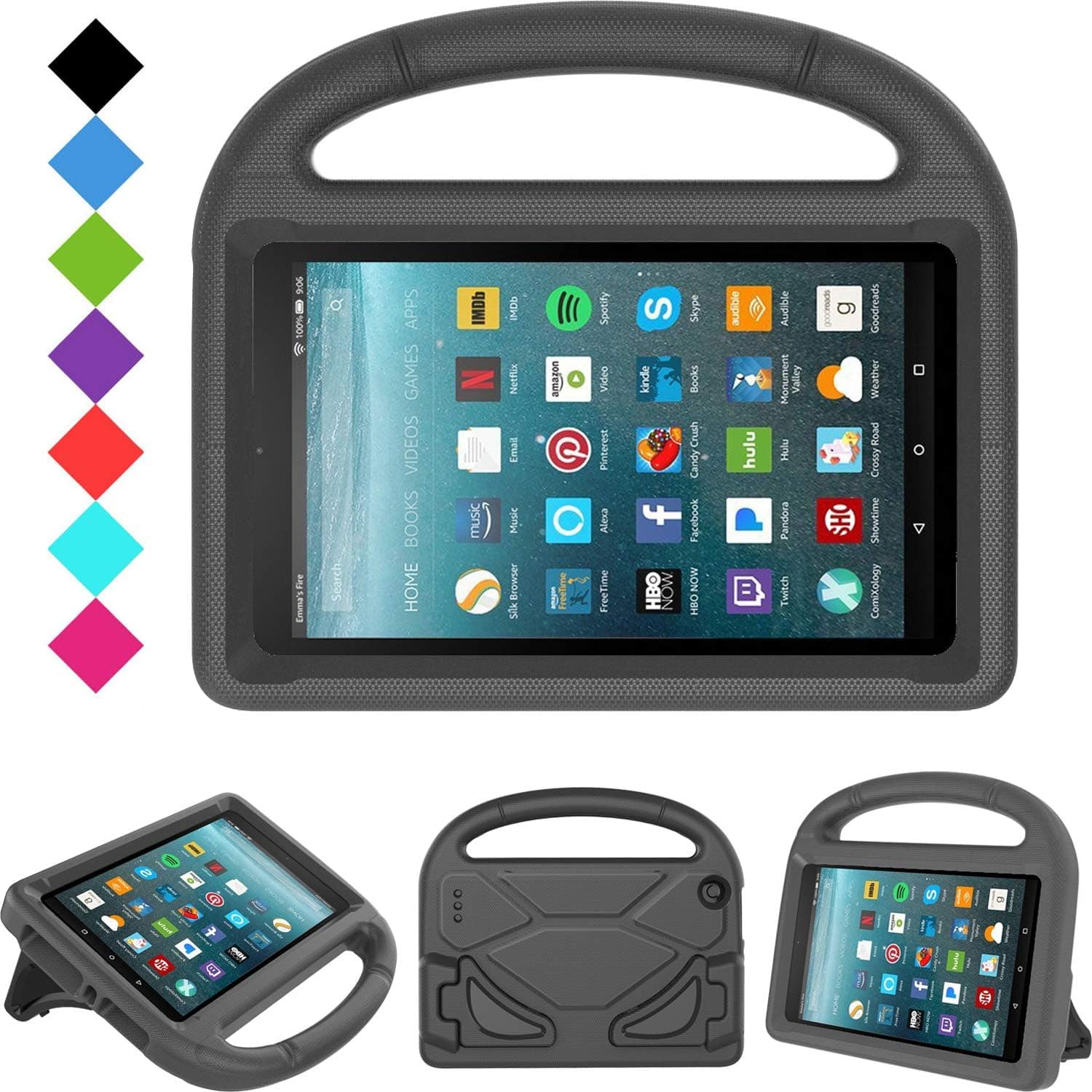 Kids Case for All-New Fire 7 2019/2017 - TIRIN Light Weight Shock Proof Handle Kid–Proof Cover Kids Case for Fire 7 Tablet (9th/ 7th/ 5th Gen, 2019/2017/ 2015 Release)(7" Display), Black