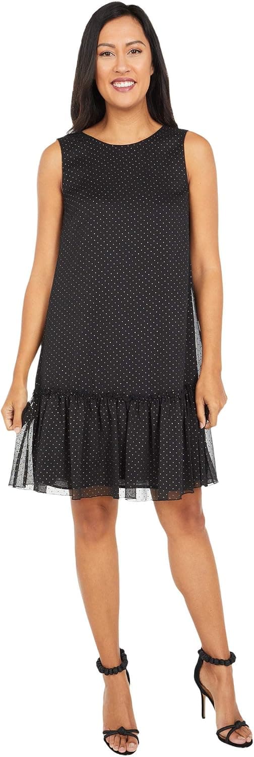 Tommy Hilfiger Womens Ruffled Polka Dot Flounce Dress