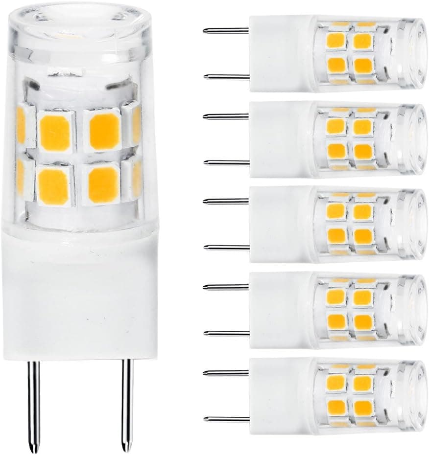 [5-Pack] LED G8 Light Bulb, G8 GY8.6 Bi-pin Base LED, Not Dimmable T4 G8 Base Bi-pin Xenon JCD Type LED 120V 50W Halogen Replacement Bulb for Under Counter Kitchen Lighting. (G8 3000K)
