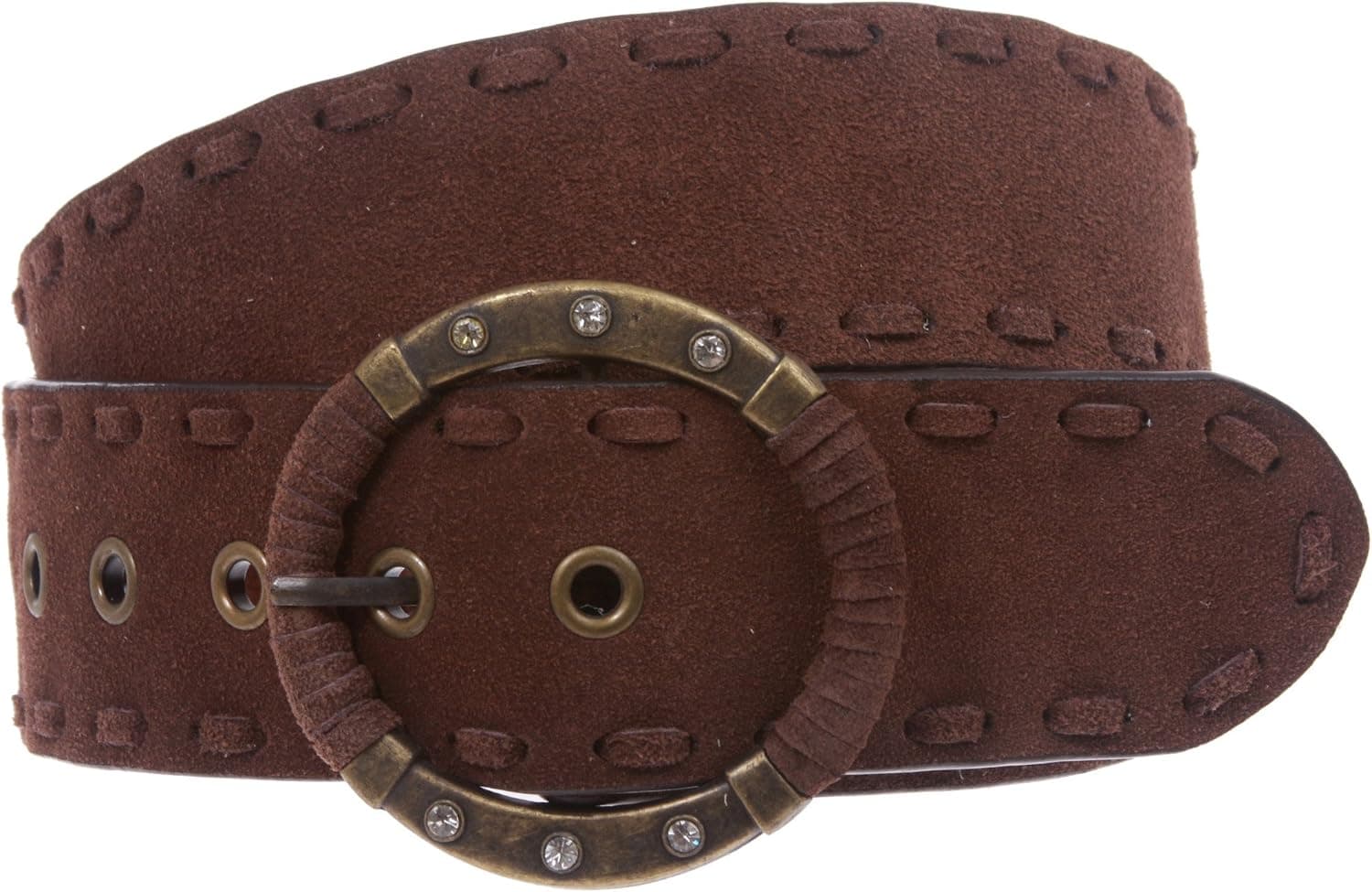 1 7/8 Inch Lace Edged Suede Leather Belt