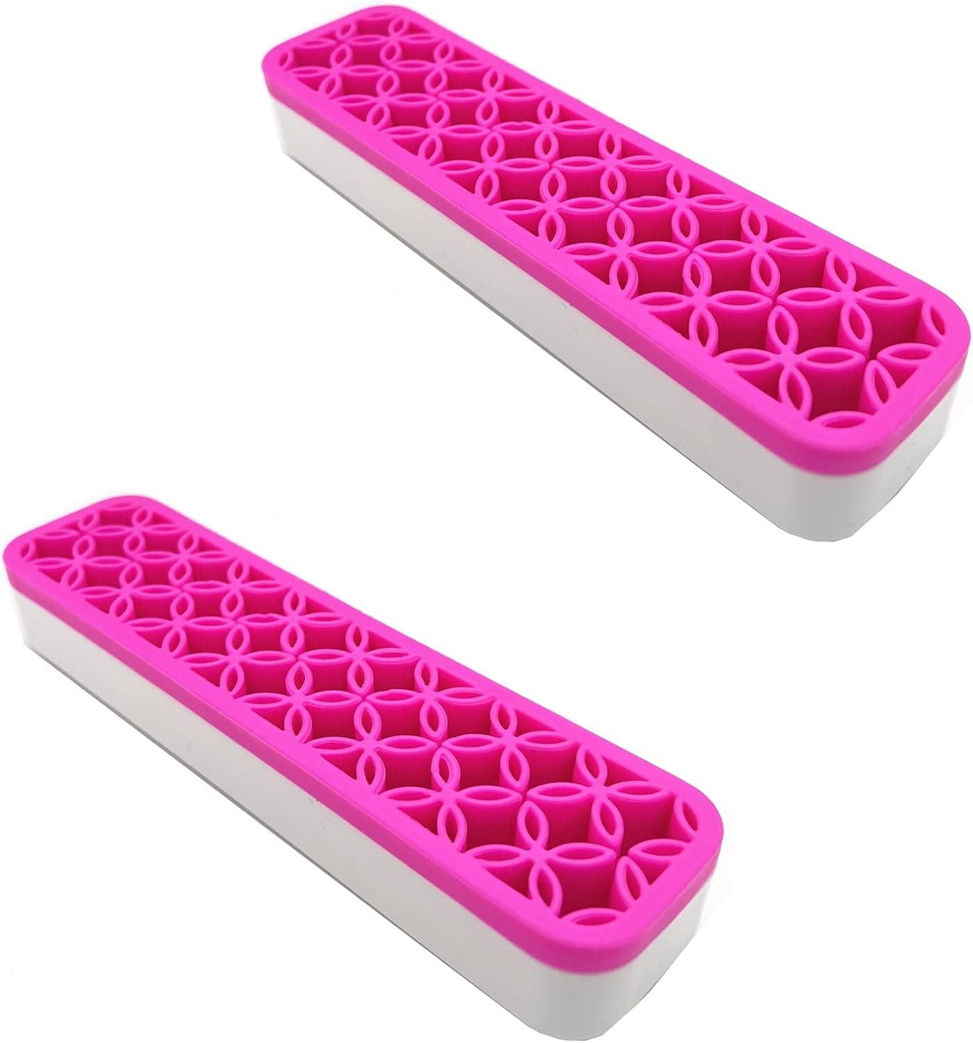 TANG SONG 2 PCS Rectangle Silicone Make up Brush Holder Cosmetic Storage Box Desktop Organizers (Pink)