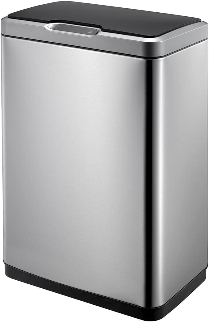 EKO Mirage 50 Liter / 13.2 Gallon Rectangular Motion Sensor Trash Can, Stainless Steel