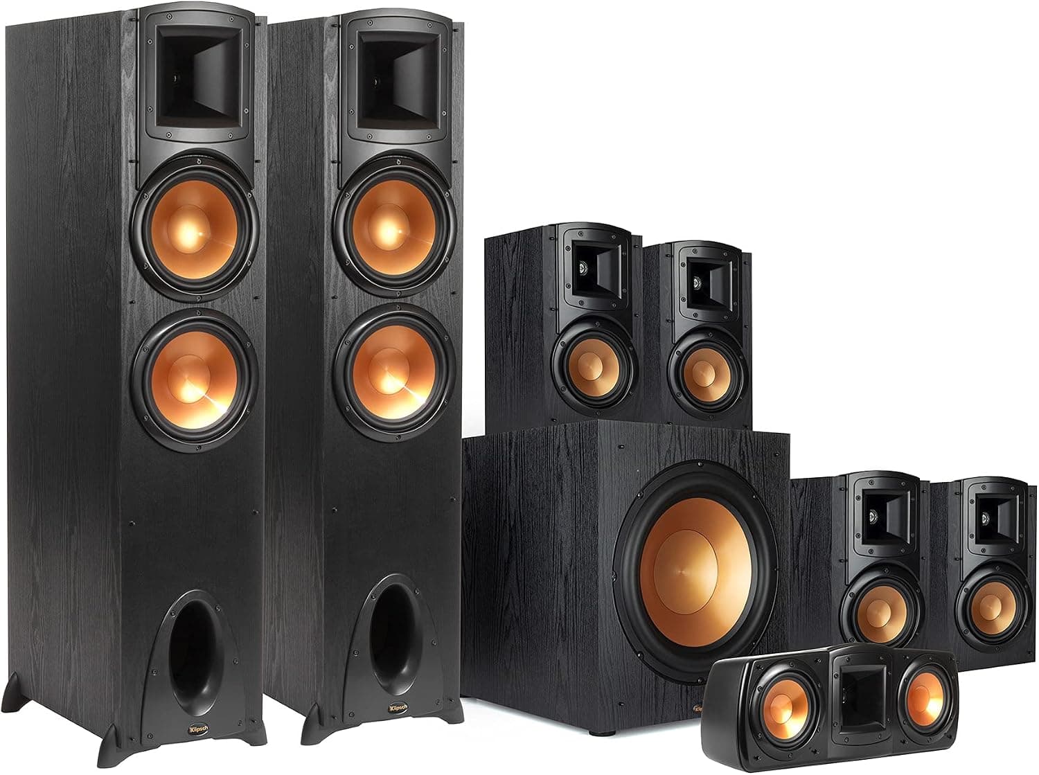 Klipsch Synergy Black Label F-300 7.1 Powerful and Efficient Cinema-Quality Home Theater System with 12" Front-Firing Subwoofer and Tractrix Horn Technology