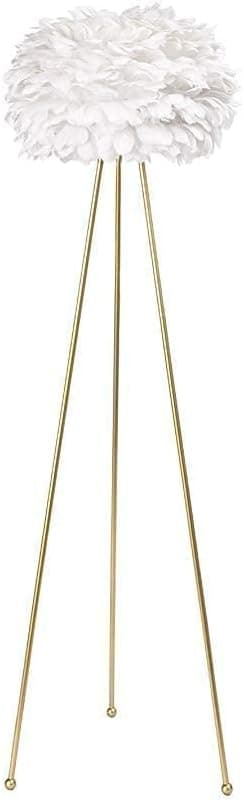 Maxax Feather Floor Lamp, Tripod Floor Lamp with White Feather Shade, Standing Light for Bedrooms/Dining Room/Living Room/Kitchen, Gold Classic