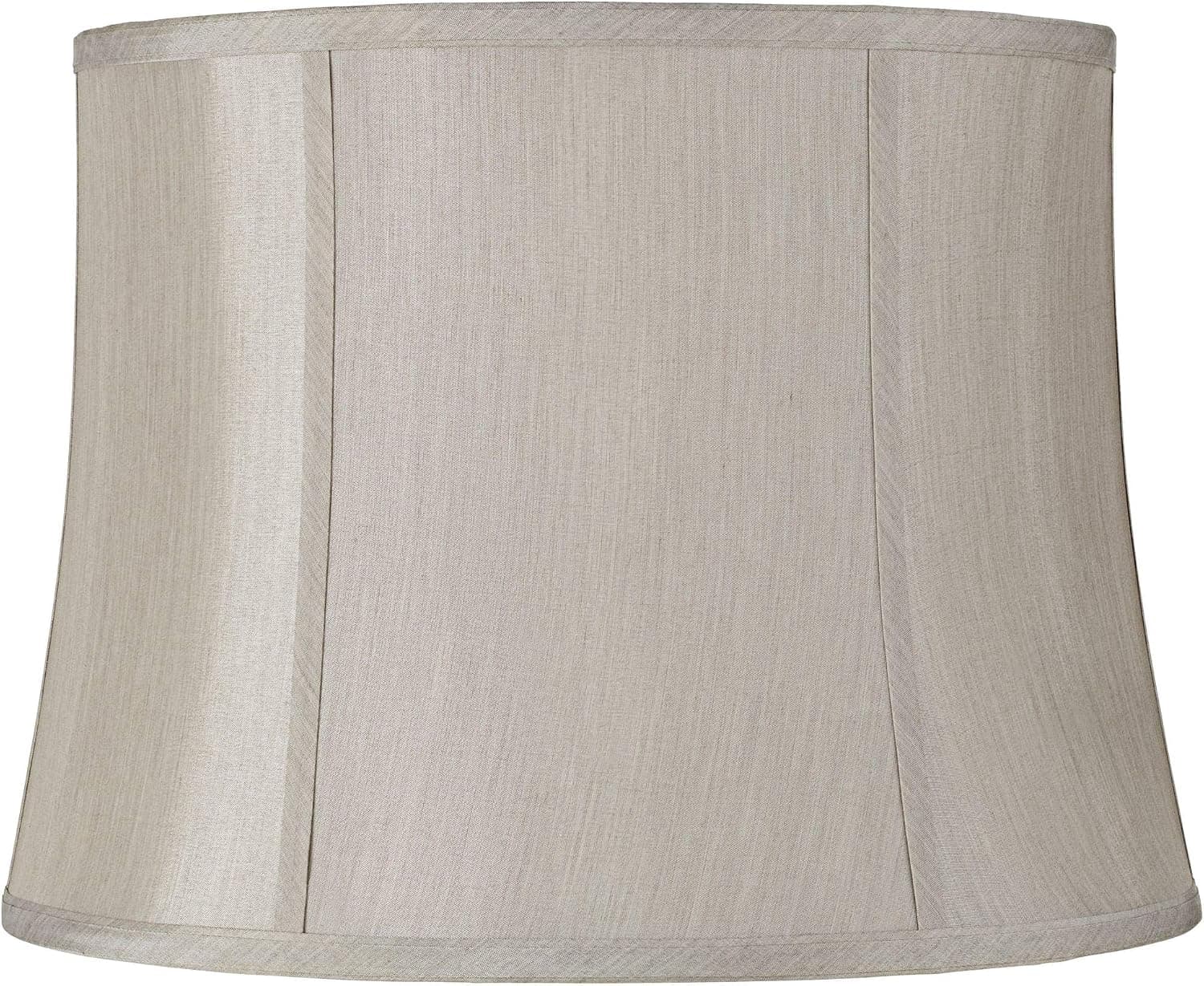 Medium Round Softback Gray Lamp Shade 14" Top x 16" Bottom x 12" High (Spider) Replacement with Harp and Finial - Springcrest