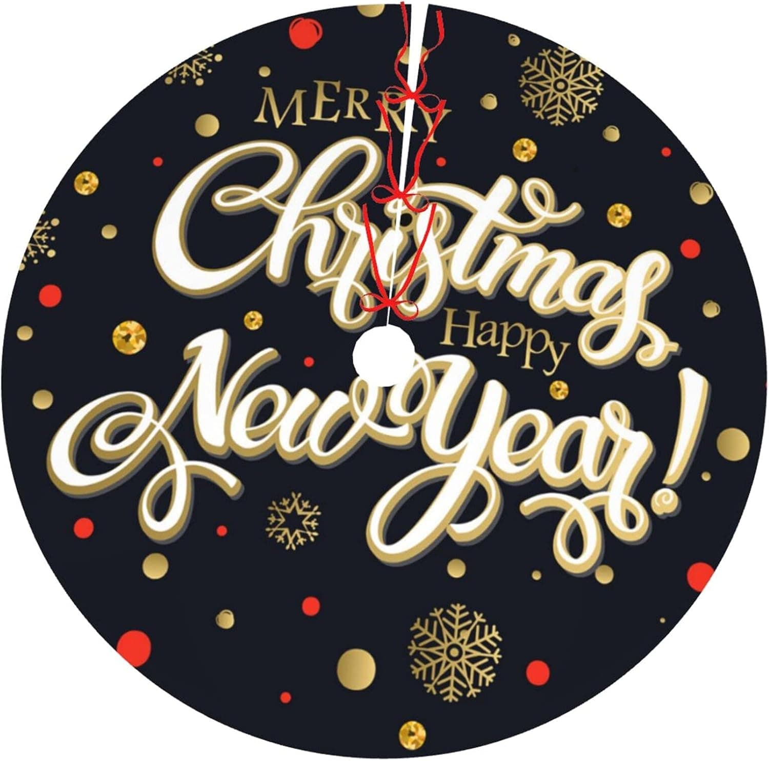 BeUrSelf 30Inch Black Christmas Halloween Tree Skirt Christmas Decorations for Indoor Outdoor New Year Holiday Wedding Festival Ornament Supplies