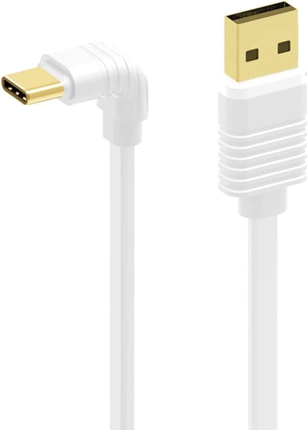 Owoda USB 3.1 Type-c to USB High Speed Charging Cable 90 Degree Reversible Cable for Nexus 6P and all Type-C Supported Device (Type C - White (6.56ft))