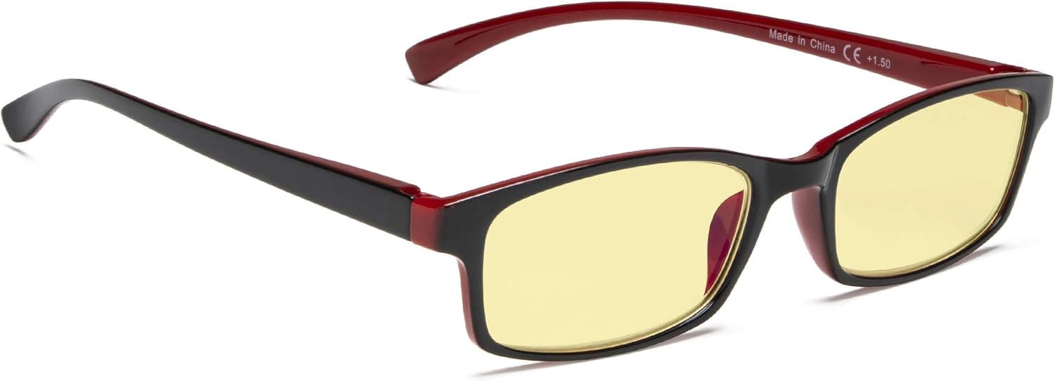Blue Light and Glare Blocking Computer Glasses - Eyeglasses with Yellow Tinted Lens