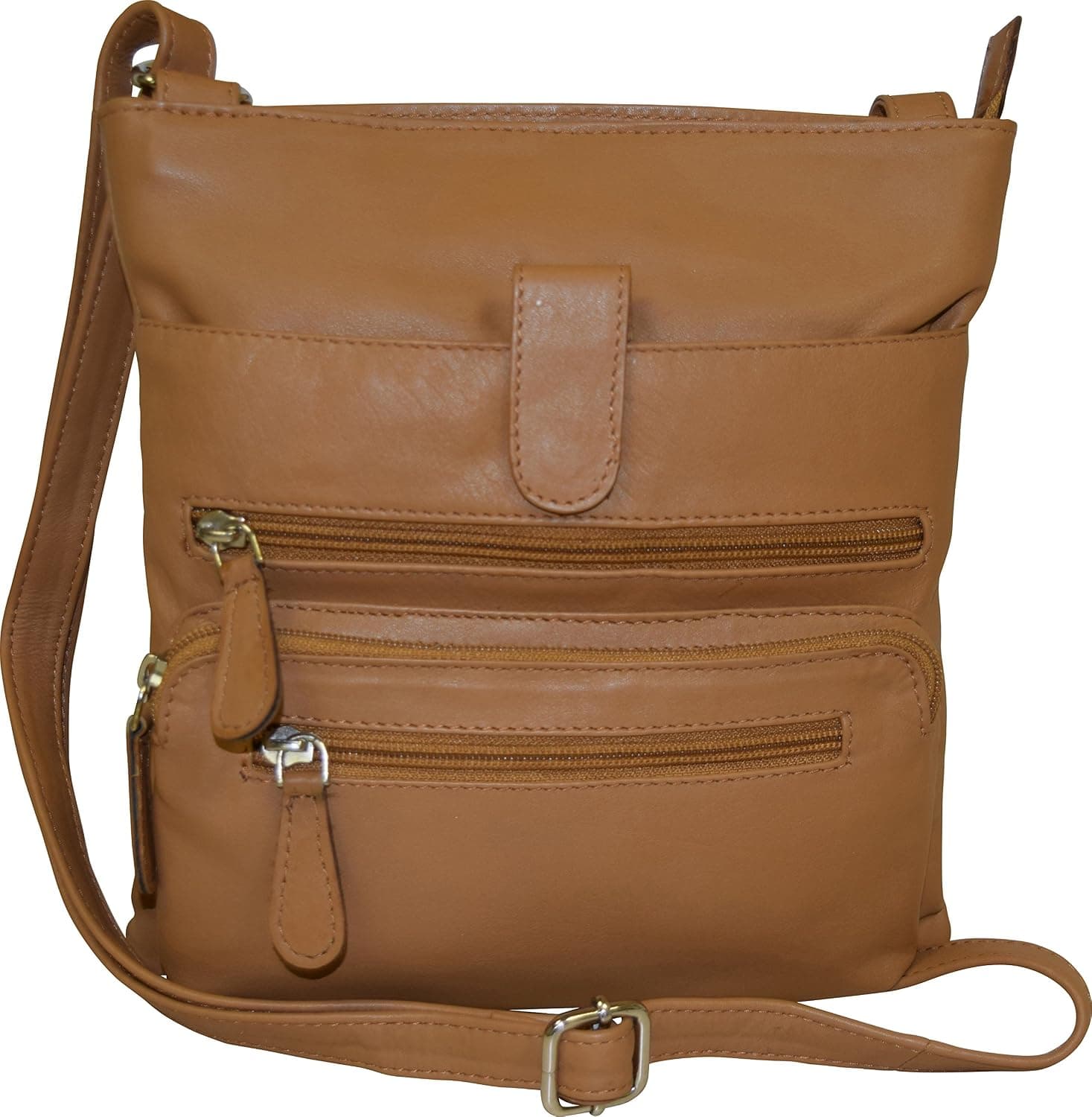 Fashion Women's Genuine Leather Crossbody Bag With Metal or Regular zippers
