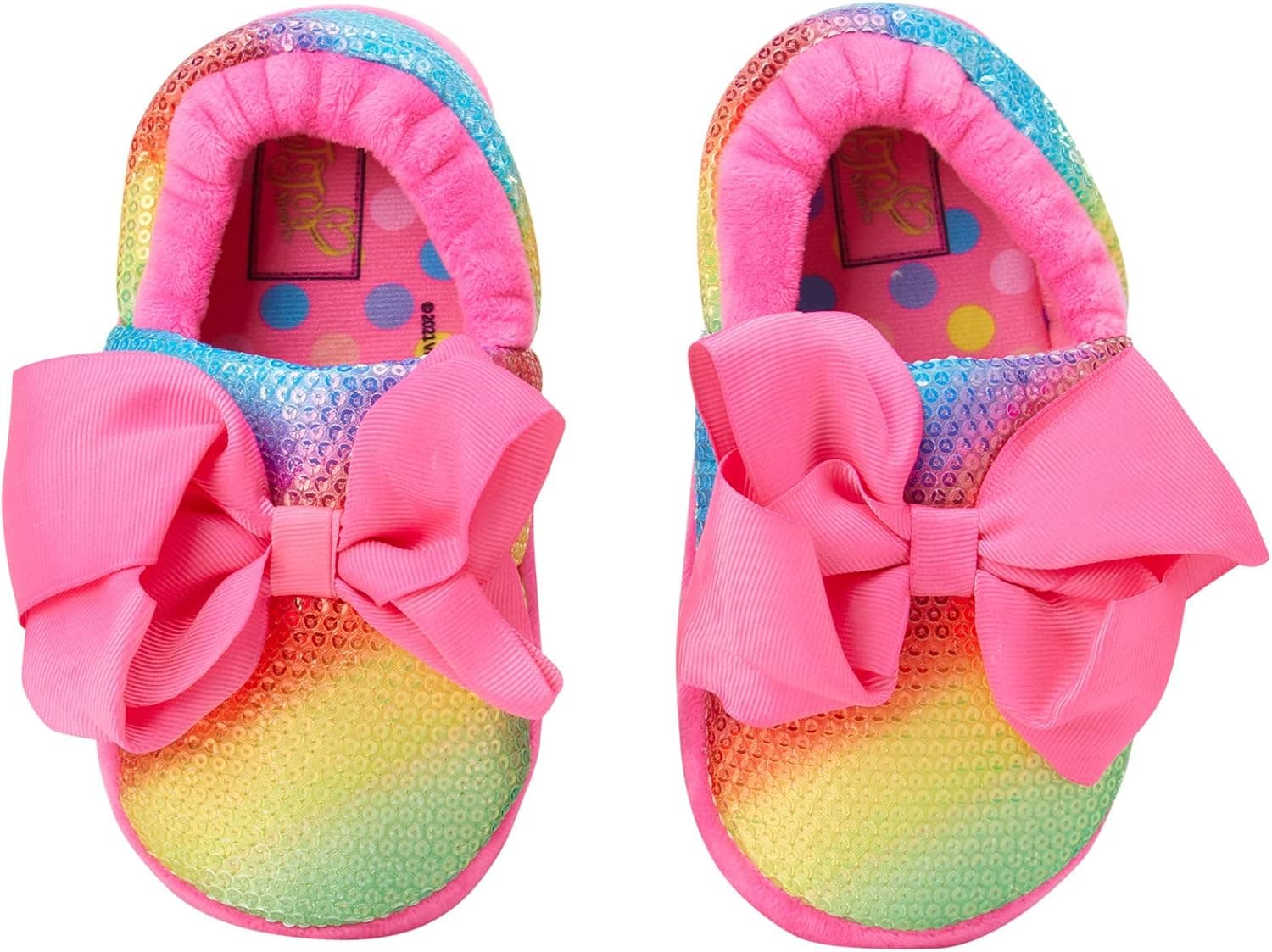JoJo Siwa Girls' Slippers - Plush Fuzzy Slippers with Signature Bow, Non-Skid Sole (Toddler/Girl)