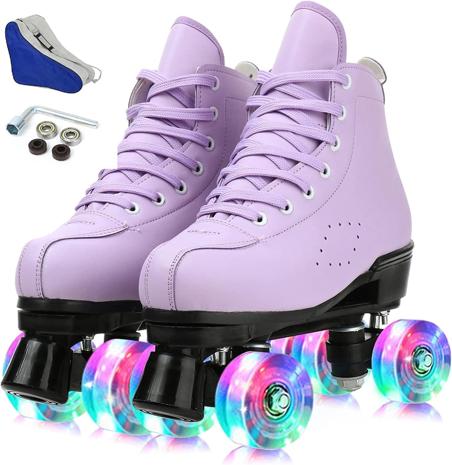 YYW Roller Skates for Women Girls Classic Double-Row Roller Skates High-top PU Leather Roller Skate Shoes Indoor Outdoor Roller Skates