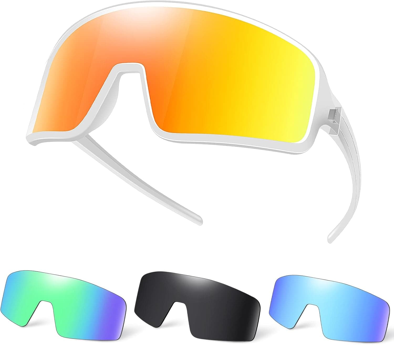 LEDLampsWorld Cycling Glasses with 4 lenses, UV400 Outdoor Polarized Sports Sunglasses for Men Women