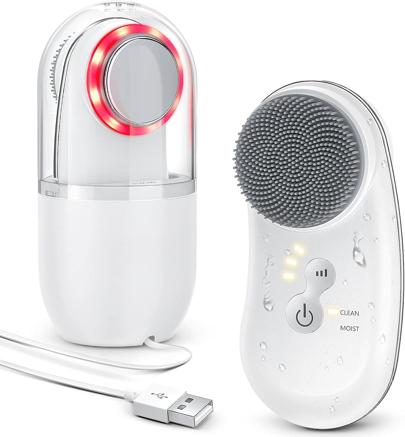 Facial Cleansing Brush Face Scrubber: Rechargeable Silicone Sonic Vibration Face Brush Electric Waterproof Deep Cleaning Spa Machine Exfoliating Device Skin Care System