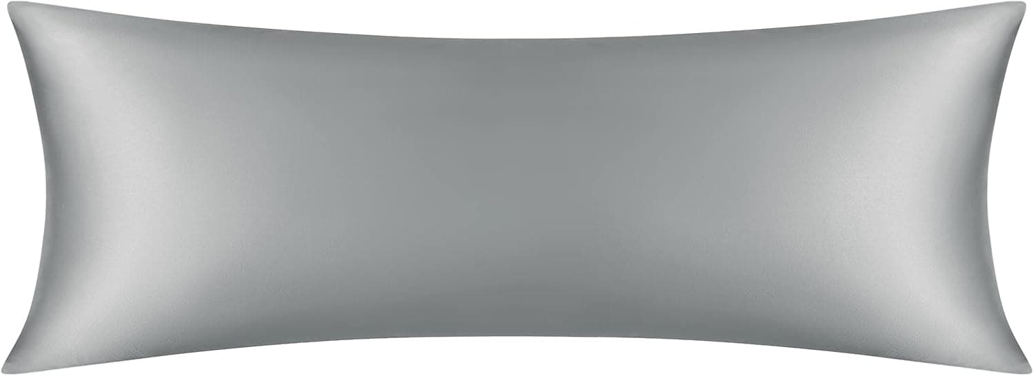 Dekoresyon Silk Body Pillowcase Dark Grey Soft Long Pillowcase for Body, 20x54 Body Pillow Cover with Envelope Closure for Hair and Skin (1 Pack,Dark Grey)