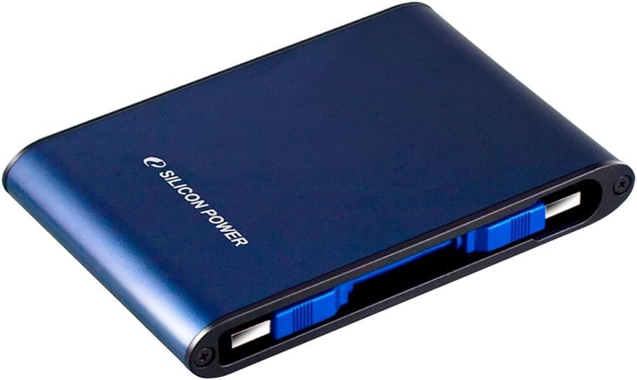 Silicon Power Rugged Armor A80 640 GB 2.5-Inch USB 3.0 and USB 2.0 Military Grade Portable External Hard Drive SP500GBPHDA80S3B (Blue)