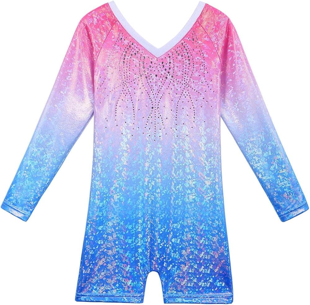 BAOHULU Leotard for Girls Gymnastics Toddler Sparkle Stripes Tank Biketards One Piece