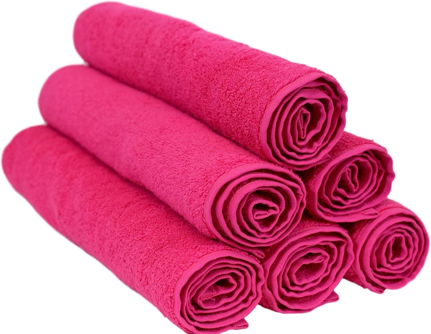 SIXNE Turquoise Textile 100% Turkish Natural Soft Cotton 6 Pack Hand Towel, Hot Pink