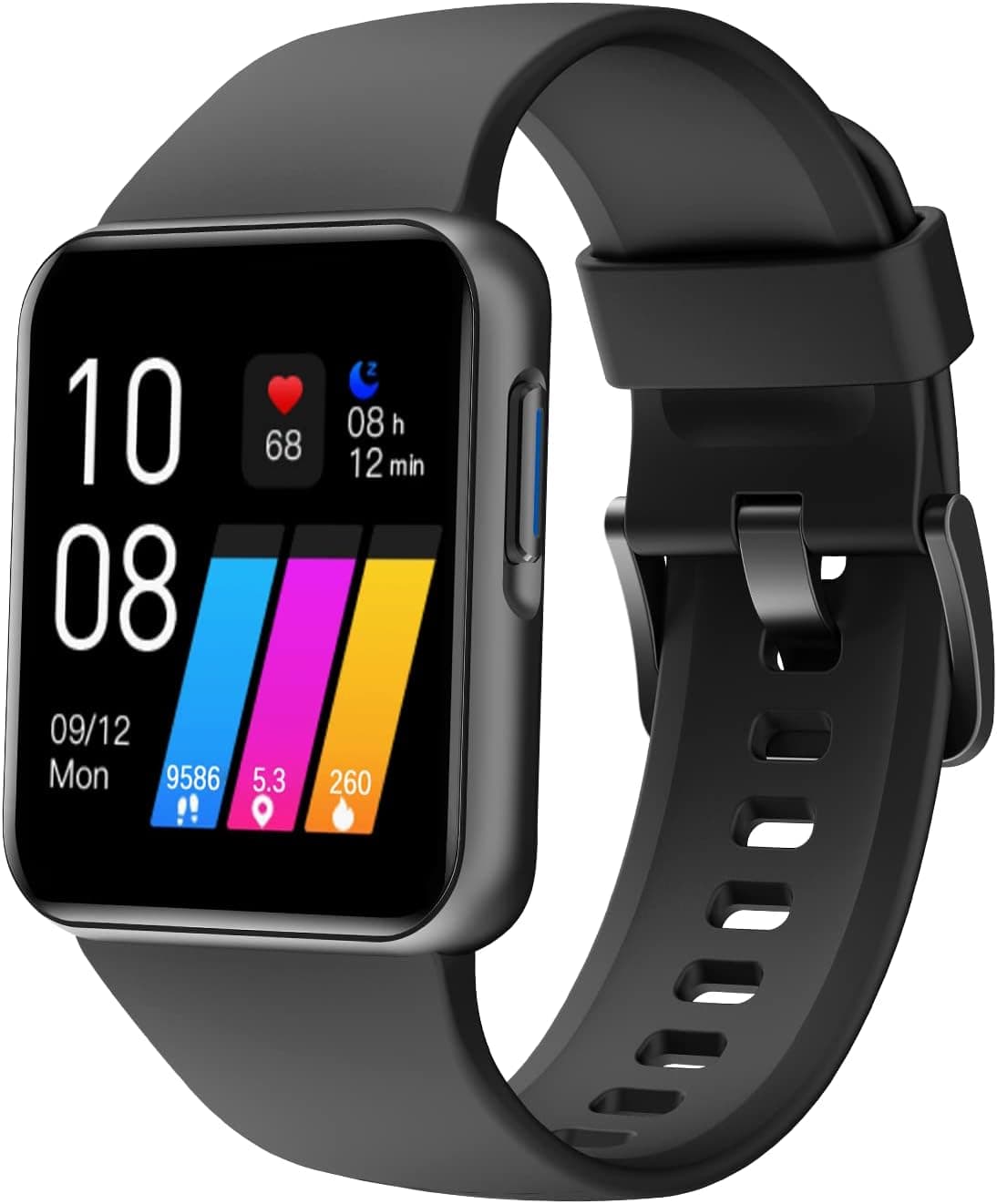 GRV Smart Watch for Men Women, Smartwatch for iOS and Android Phones Personalized Watch Faces IP68 Waterproof, Fitness Tracker with Heart Rate/Blood Oxygen/Sleep Monitor Steps Calories Tracker (Black)