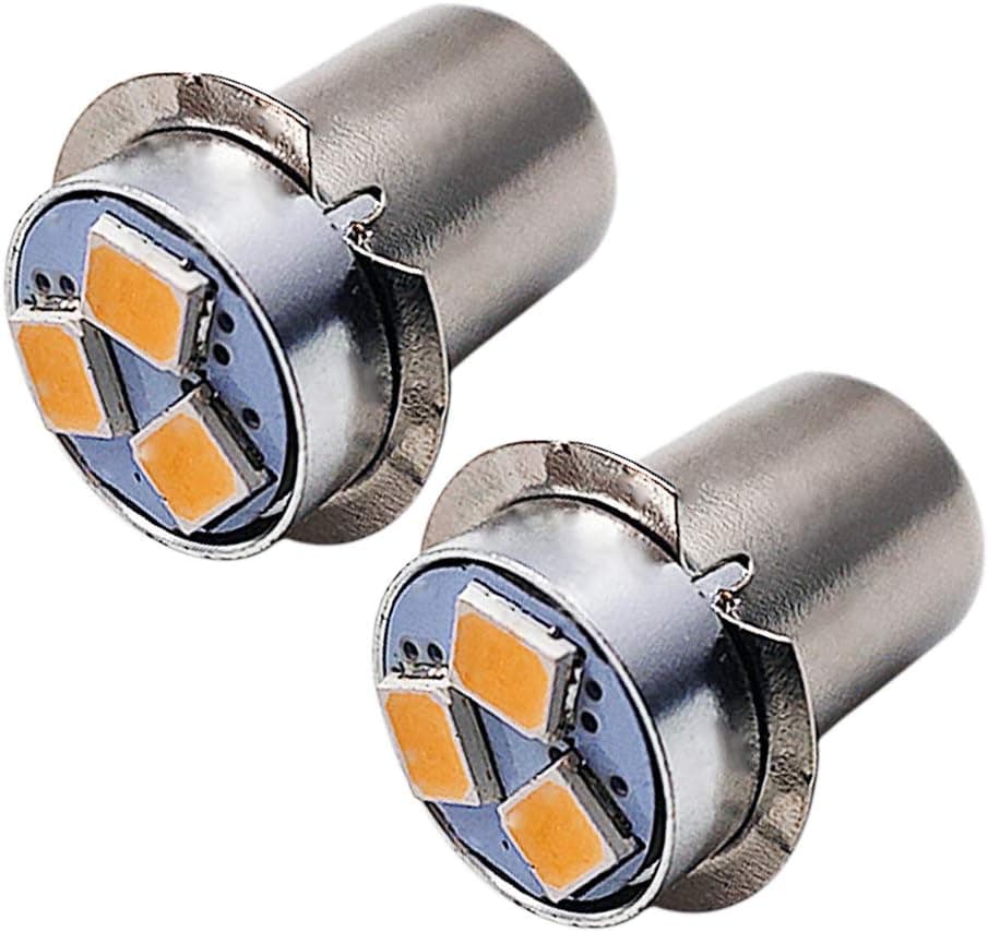 Ruiandsion 2pcs P13.5S LED Bulb 4.5V Warm White 2835 3SMD Chips LED Bulb Upgrade for Headlamps Flashlights Torch Light,Non-Polarity