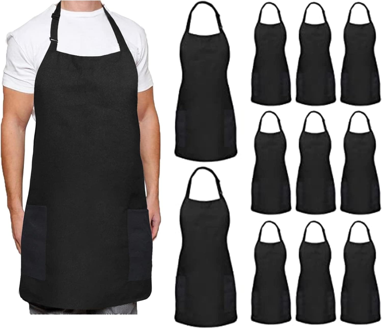 TOALLA Apron Waterdrop Resistant with 2 Pockets Cooking Kitchen Aprons for Women Men, Black