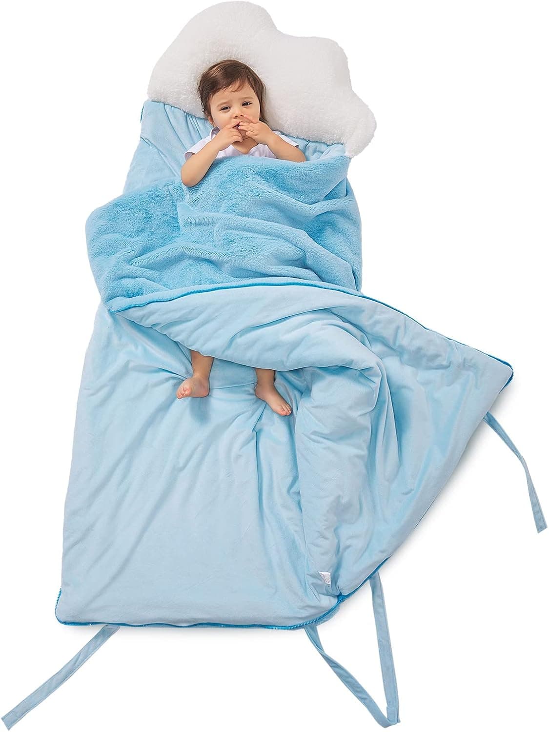 Btargot Super Soft Toddler Slumber Bag, Nap Mat with Cloud Pillow for Kids Nursery Kindergarten Sleeping Bag, 52x26 inch