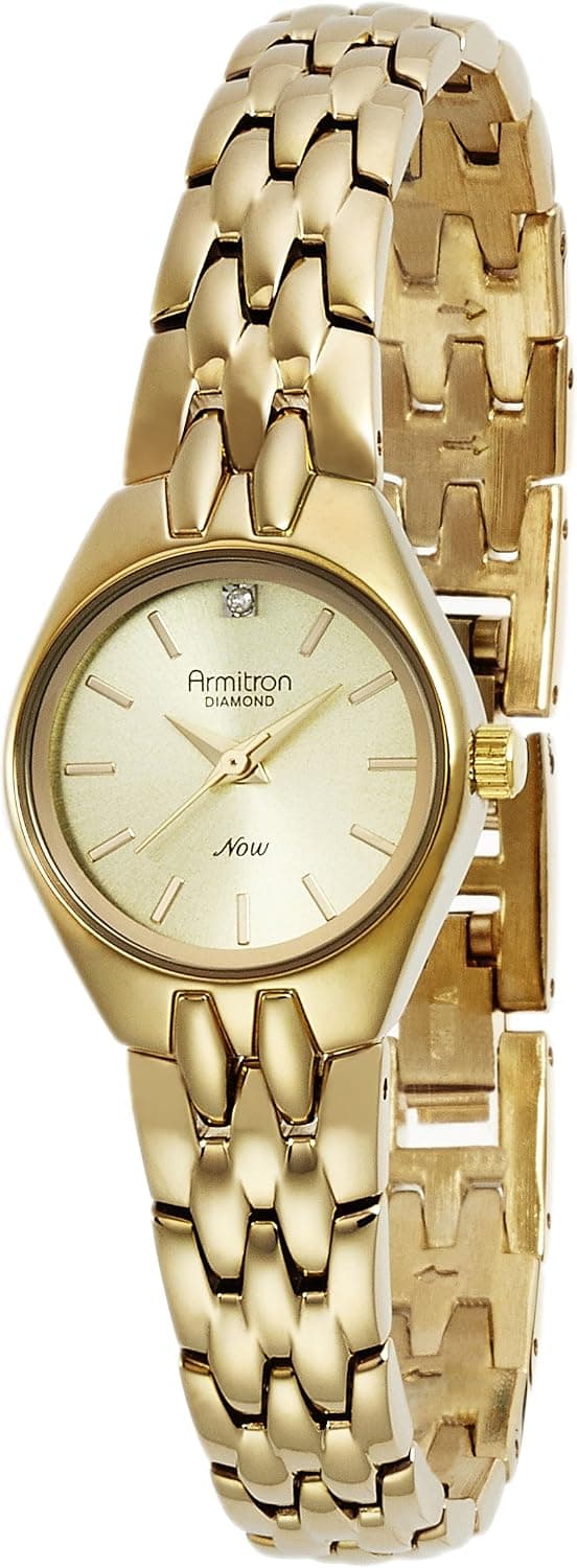 Armitron Women's 75/5197CHGP Diamond Accented Dial Gold-Tone Bracelet Watch