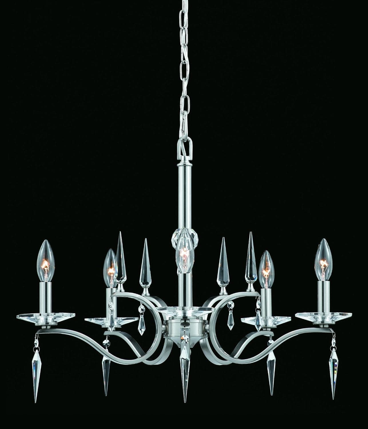 Triarch 39403 5 Light Swan Chandelier, Satin Nickel