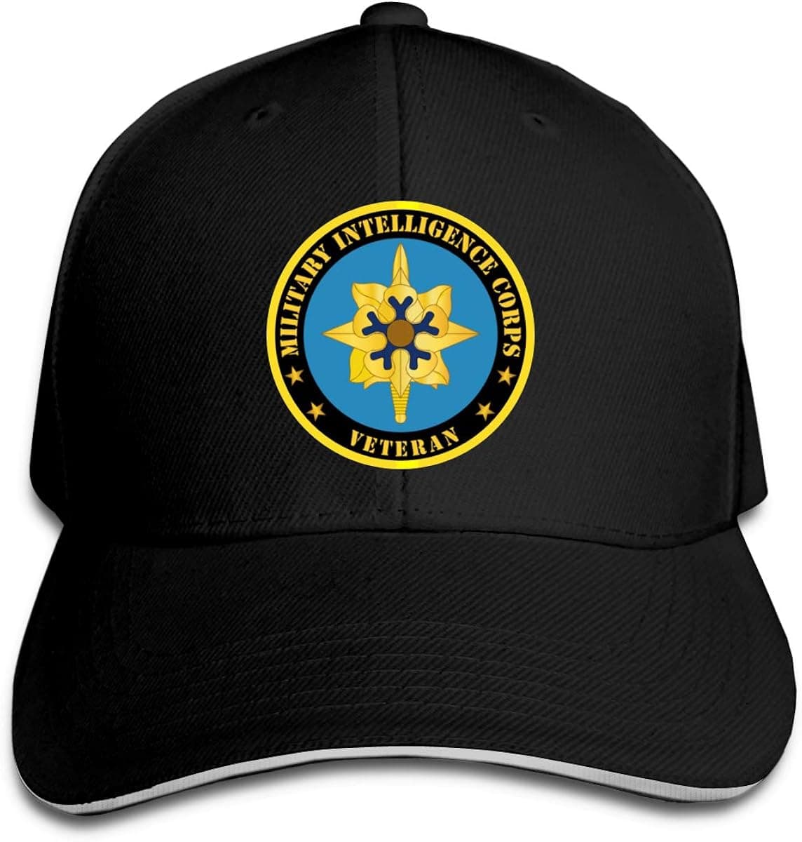 Military Intelligence Corps Branch Veteran Baseball Caps Adjustable Sandwich Caps Jeans Caps Adjustable Denim Trucker Cap