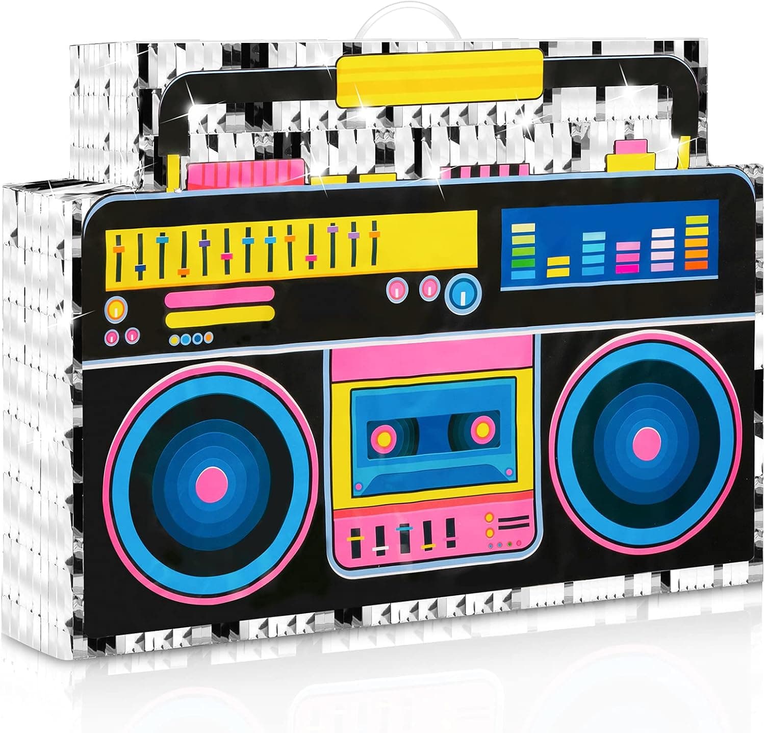Boombox Pinata 80s Pinata Boom Box Retro 90s Pinata Music Pinata for Adults Kids Hip Hop Theme Party Supplies Birthday Party Decorations Baby Shower Centerpieces Table Decor Game, 16.5x11.8in