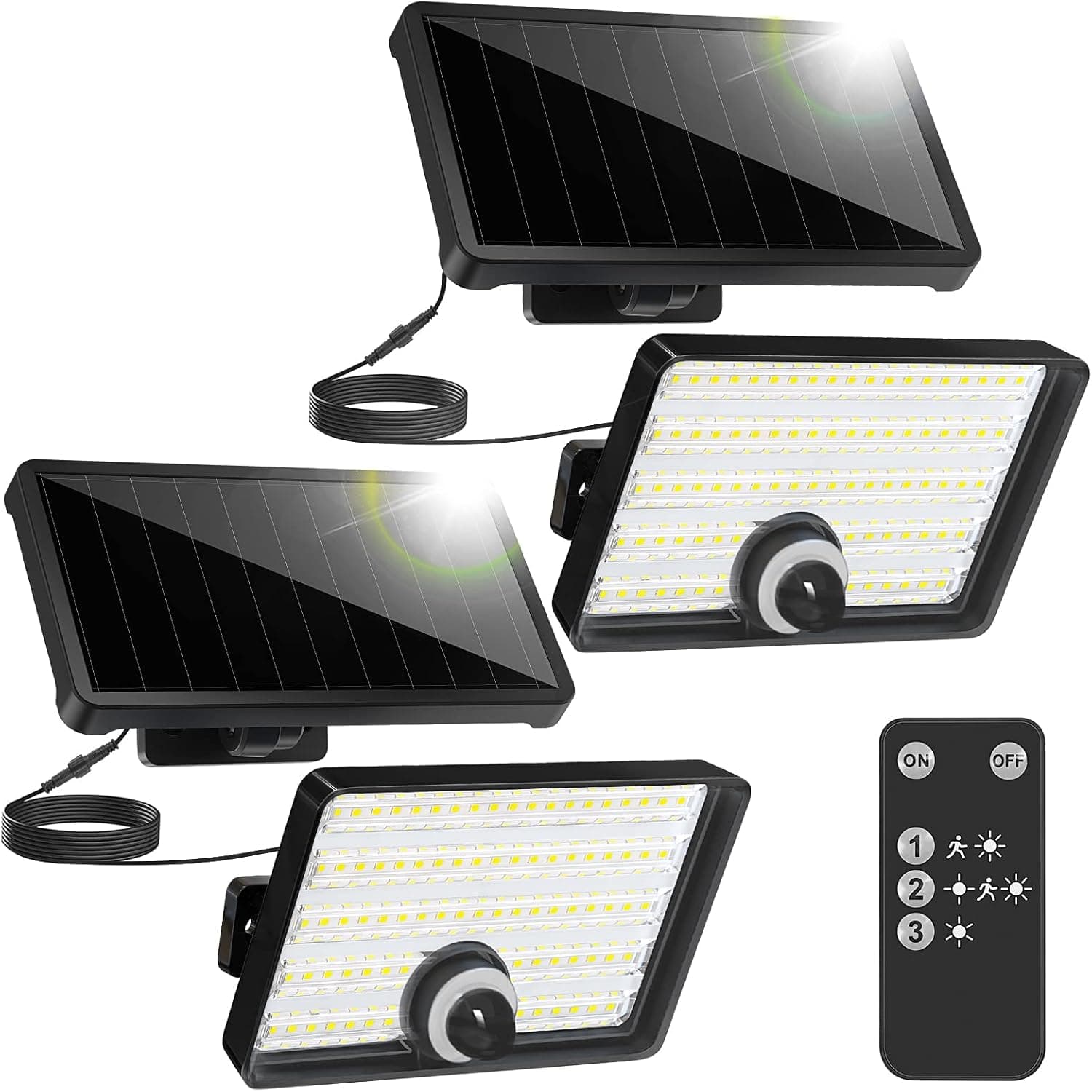 Solar Lights Outdoor,2000 Lumens 88 LED Solar Powered Motion Sensor Flood Lights Security with Remote ,Wall lights Dusk to Dawn Sensor Lights Waterproof for Door Shed Patio Barn Garden Garage (2 Pack)