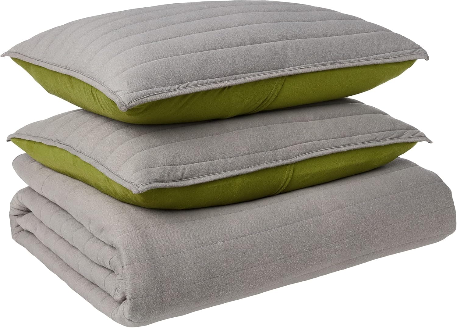 SKYHOME - College Collection - Ultra Soft Jersey Knit Quilt & Sham Set, Queen, Smoked Pearl