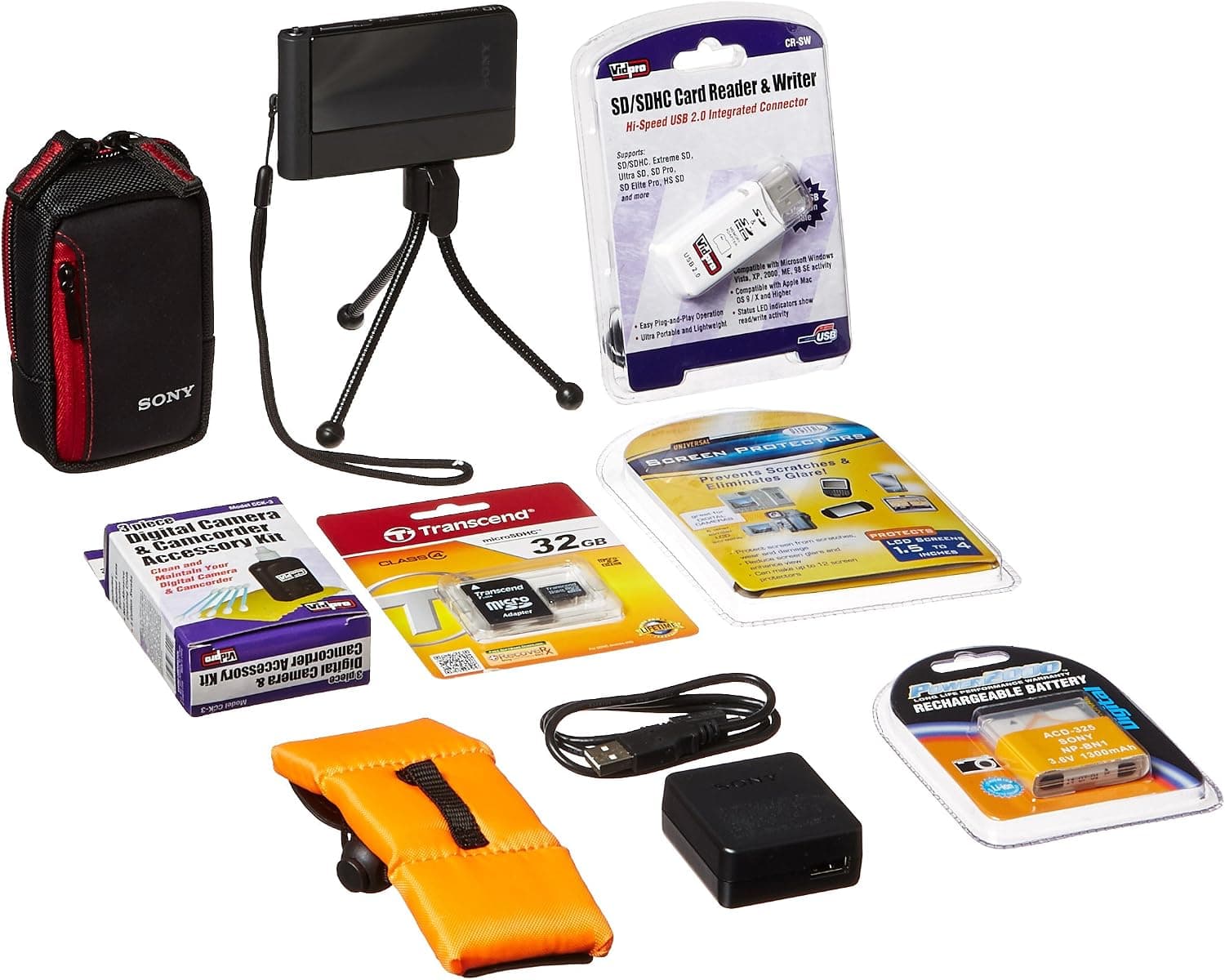Sony Cyber-Shot DSC-TX30 Shock & Waterproof Digital Camera (Black) with 32GB Card + Battery + Case + Floating Strap + Flex Tripod + Accessory Kit