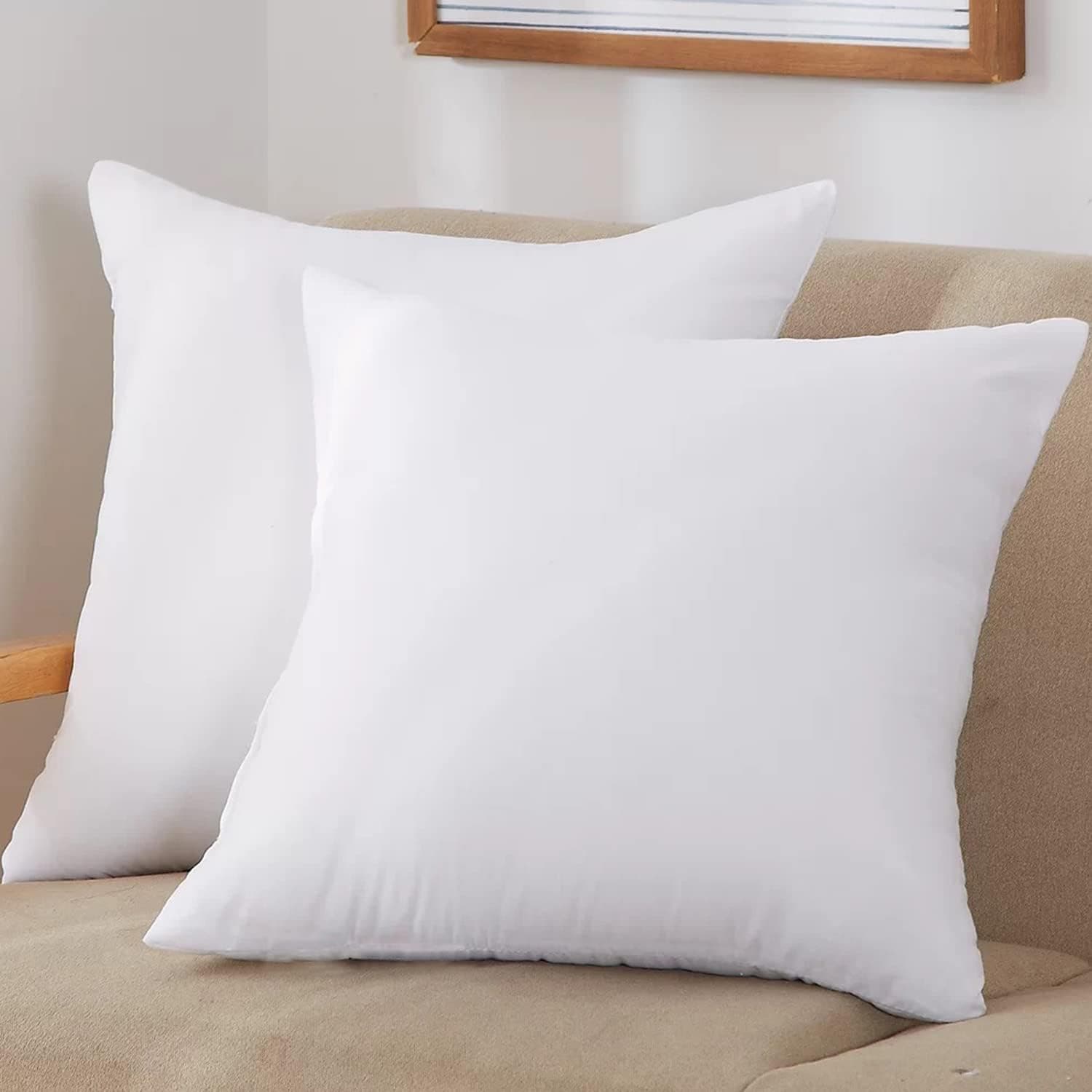 Sleepsia 12 x 12 Pillow Inserts (Set of 2) - Fluffy Polyester Down Alternative Lightweight Bed and Couch Pillows - 12 Inch Square, Sofa Decorative Pillow Inserts - White Couch Pillow